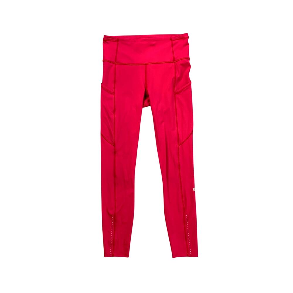 Lululemon Leggings Womens 6 Valentine Fast n Free Side Pockets Yoga 7/8 Ankle